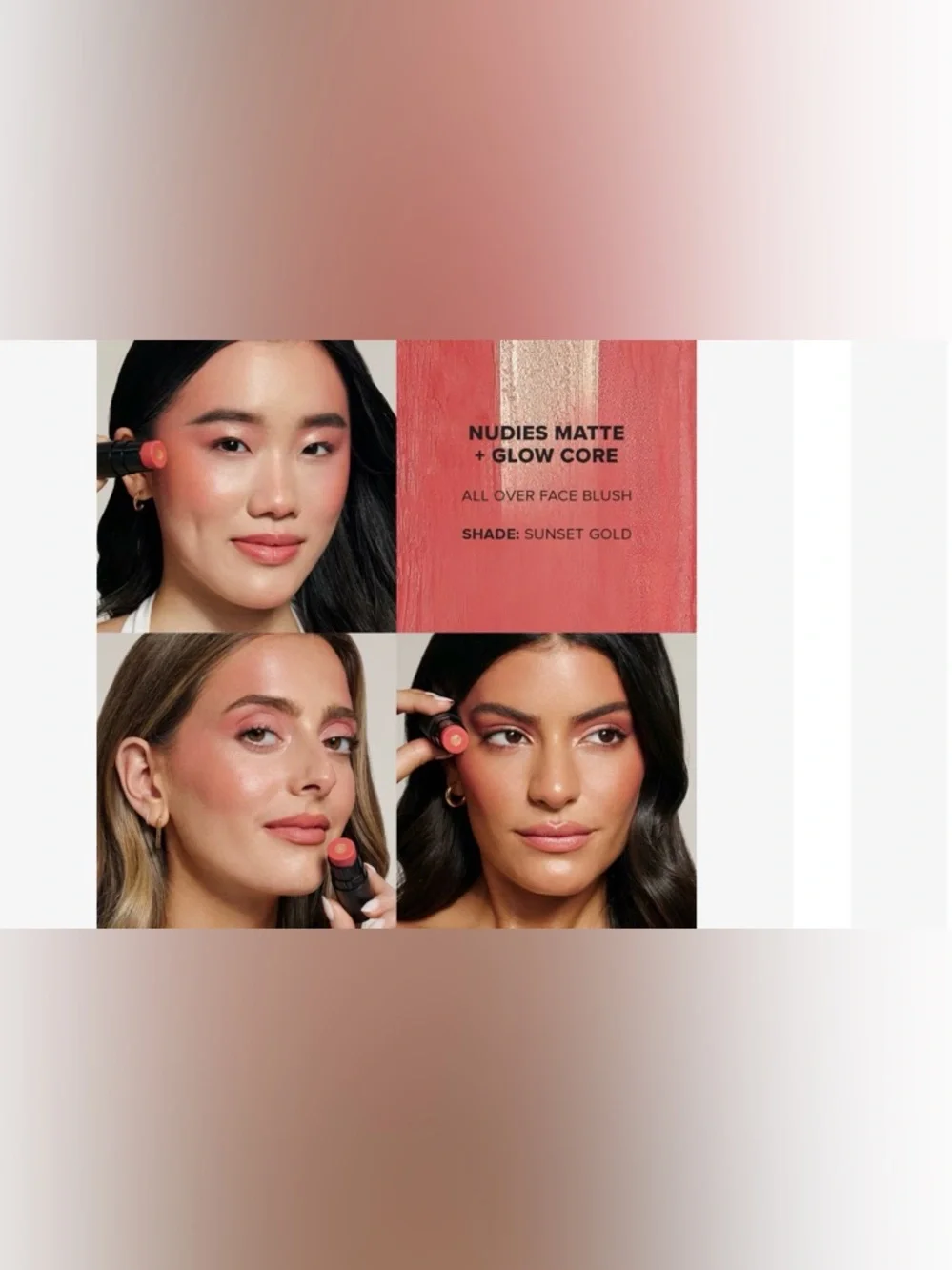 NUDESTIX Nudies Matte + Glow Core Sunset Gold Blush Stick Full Size NEW